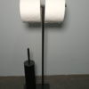 Double Roller Holder with Black Stainless Steel Bathroom Brush